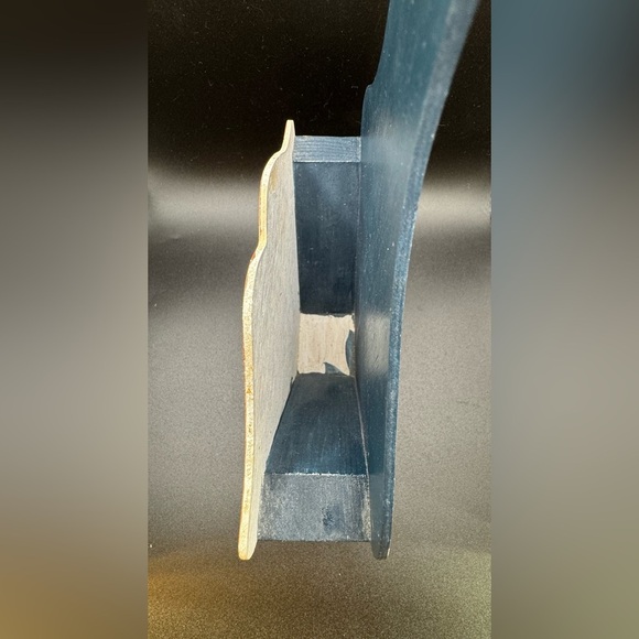 Hand painted Blue and Floral Wooden Storage Box Signed - Picture 5 of 7